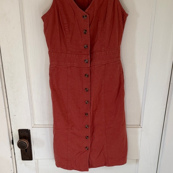 Prana Hemp/Organic Cotton Terracotta Button-Down Midi Dress - Picture 3 of 13